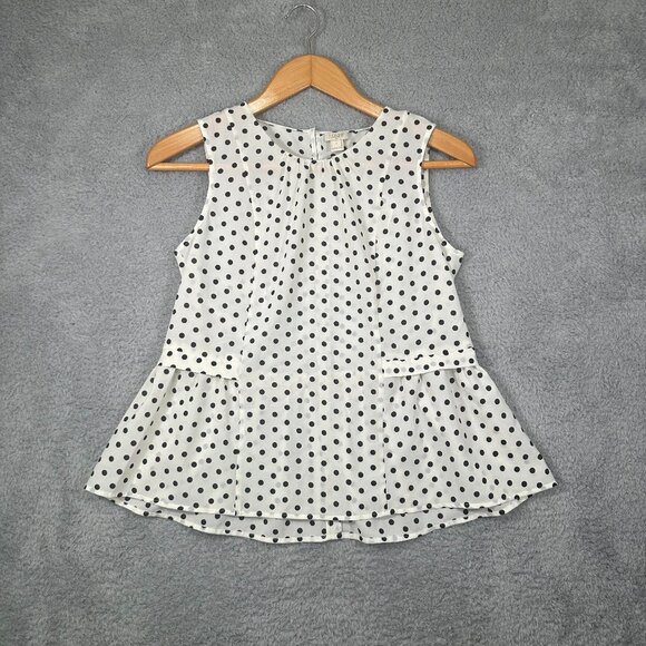 J Crew Polka Dot Sleeveless Flounce Top Size 4 - Picture 1 of 10